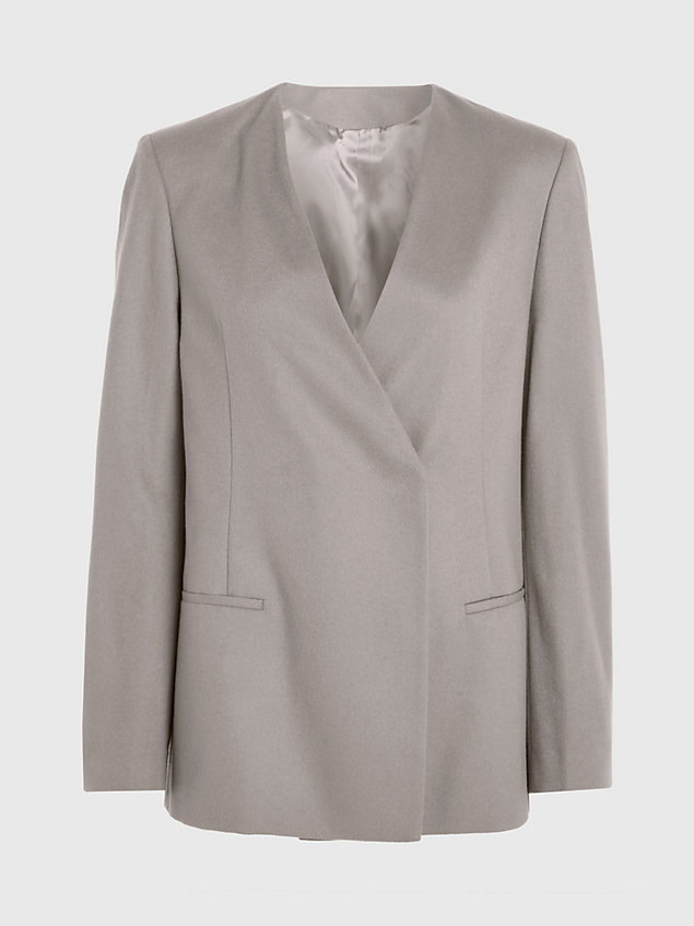 grey taillierter blazer aus wollgemisch für damen - calvin klein