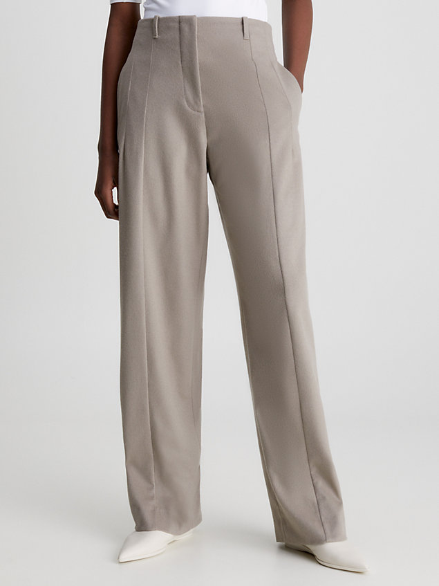 grey soft tailored wool trousers for women calvin klein