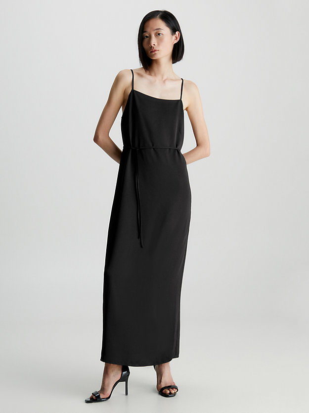 ck black wsuwana sukienka midi z krepy dla kobiety - calvin klein