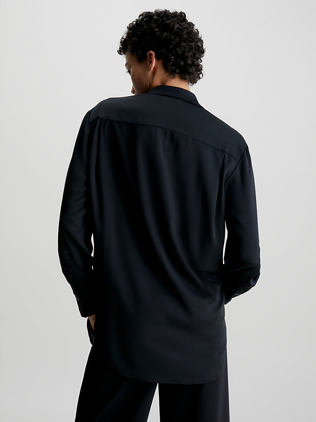 ck black relaxed lightweight crepe shirt for women calvin klein