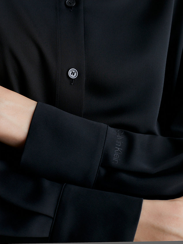 black relaxed lightweight crepe shirt for women calvin klein