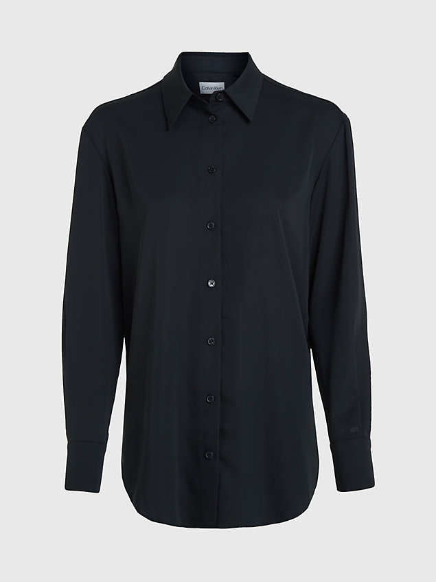 black relaxed lightweight crepe shirt for women calvin klein