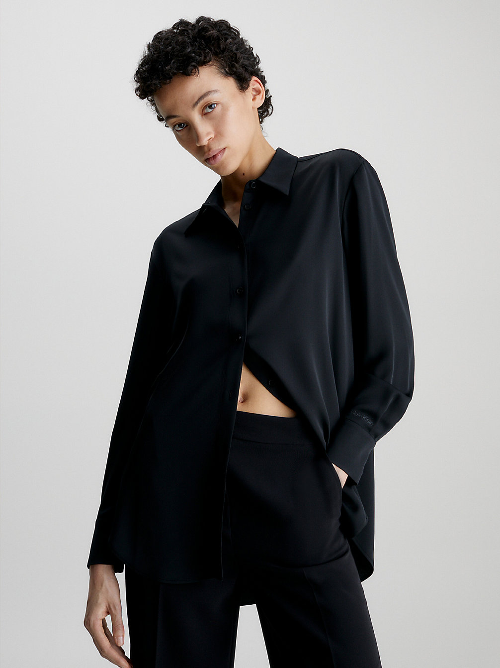 CK BLACK Relaxed Lightweight Crepe Shirt undefined women Calvin Klein