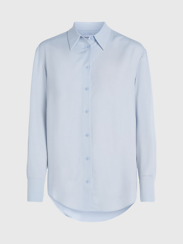 blue lässiges hemd aus leichtem krepp für damen - calvin klein