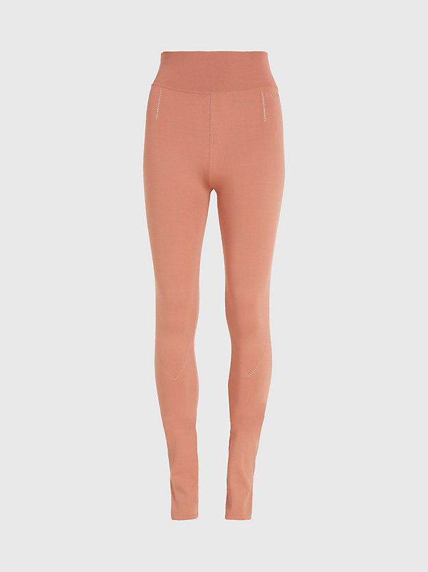 sundown orange schmale leggings aus stretch-viskose für damen - calvin klein