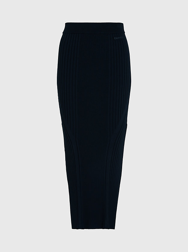 ck black slim ribbed maxi skirt for women calvin klein
