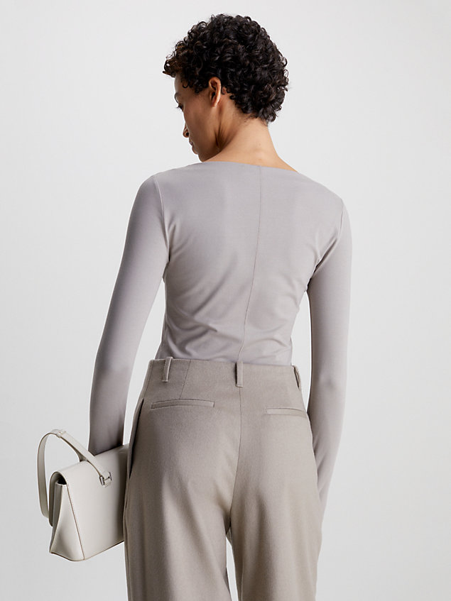 grey stretch jersey top for women calvin klein