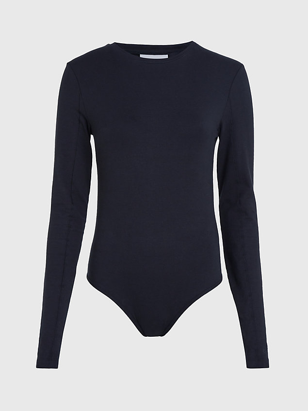 black long sleeve stretch bodysuit for women calvin klein
