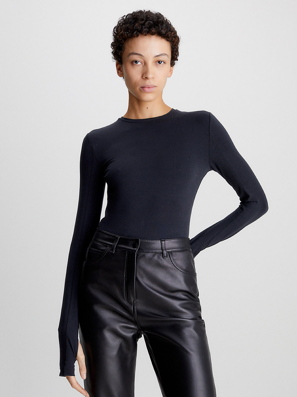 CK BLACK Long Sleeve Stretch Bodysuit undefined women Calvin Klein