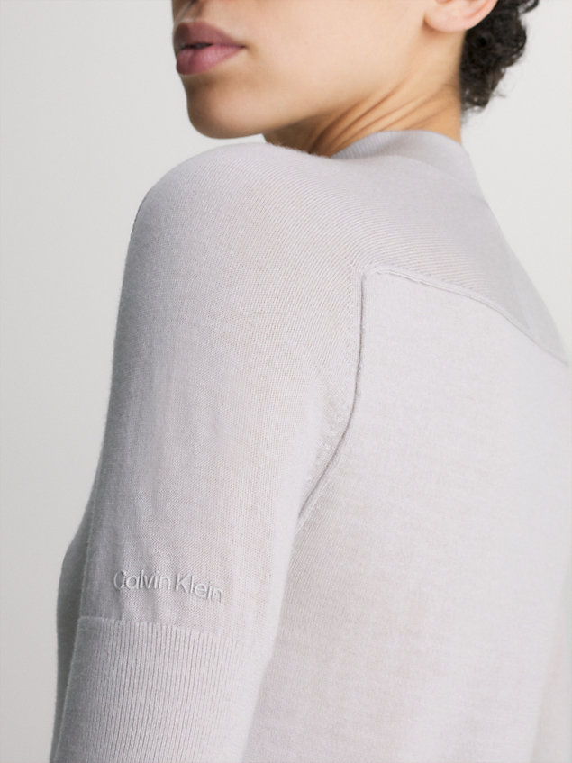 grey schmaler pullover aus merinowolle für damen - calvin klein