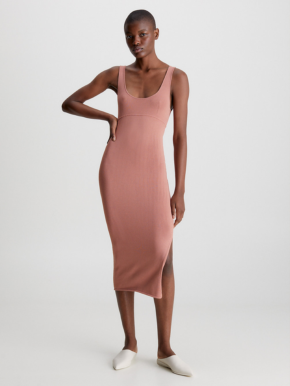 SUNDOWN ORANGE Slim Knitted Bodycon Dress undefined women Calvin Klein