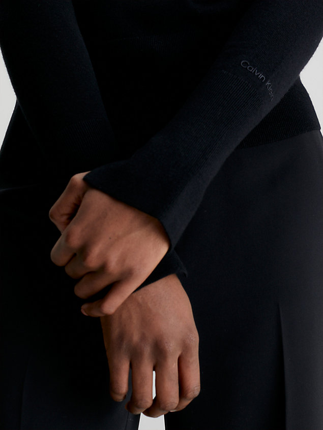 black wąski sweter z wełny merynosa dla kobiety - calvin klein