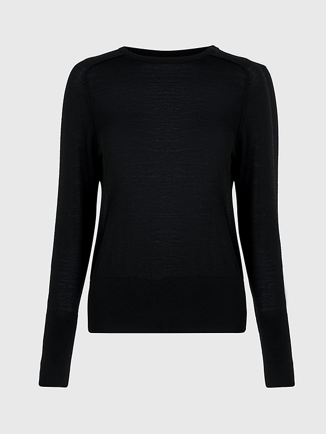 black wąski sweter z wełny merynosa dla kobiety - calvin klein