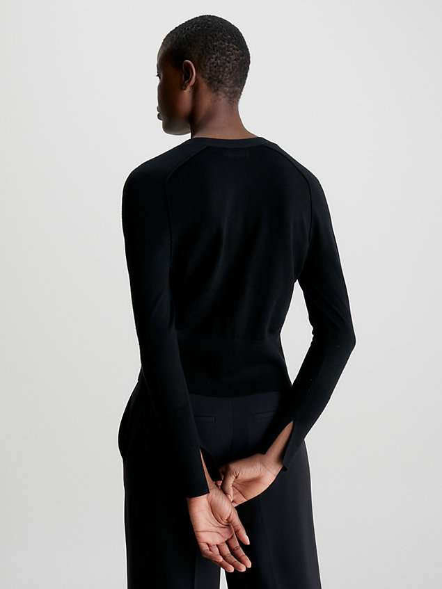 black slim wool cardigan jumper for women calvin klein