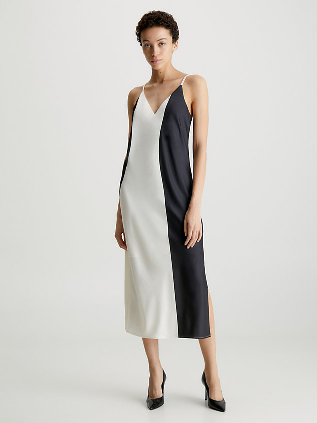 white slim colourblock slip dress for women calvin klein