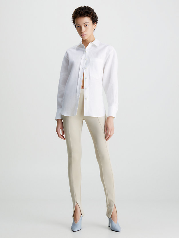 BRIGHT WHITE Lniana koszula oversize dla Kobiety CALVIN KLEIN