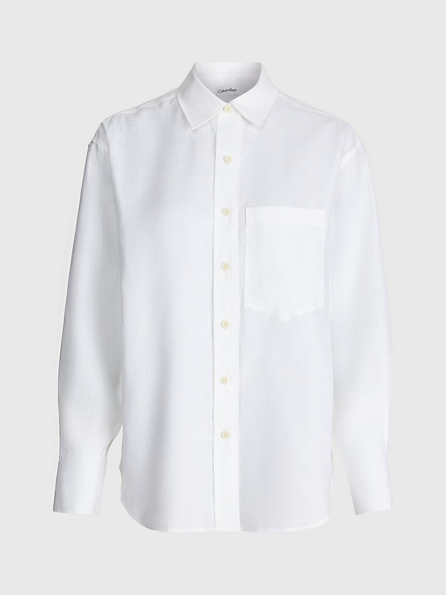 BRIGHT WHITE Oversized Linen Shirt for women CALVIN KLEIN