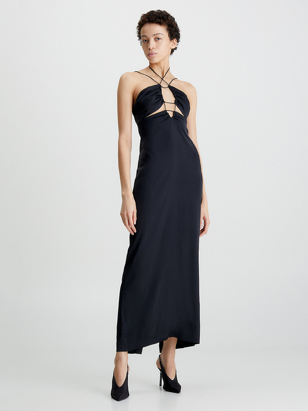 CK BLACK Slim Strappy Maxi Slip Dress undefined women Calvin Klein