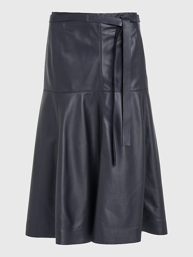 jupe trapèze longueur midi en cuir black pour femmes calvin klein