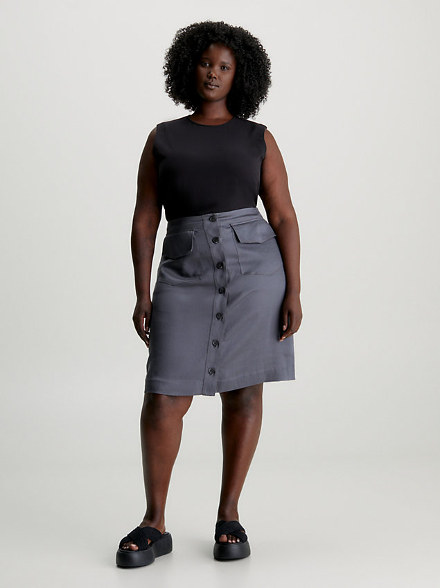 grey plus size buttoned straight skirt for women calvin klein