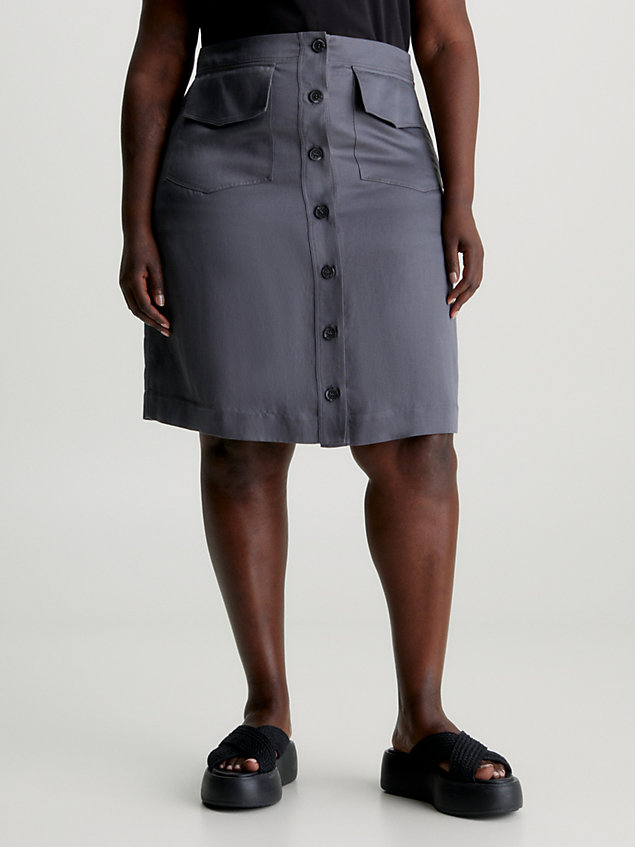 grey plus size buttoned straight skirt for women calvin klein