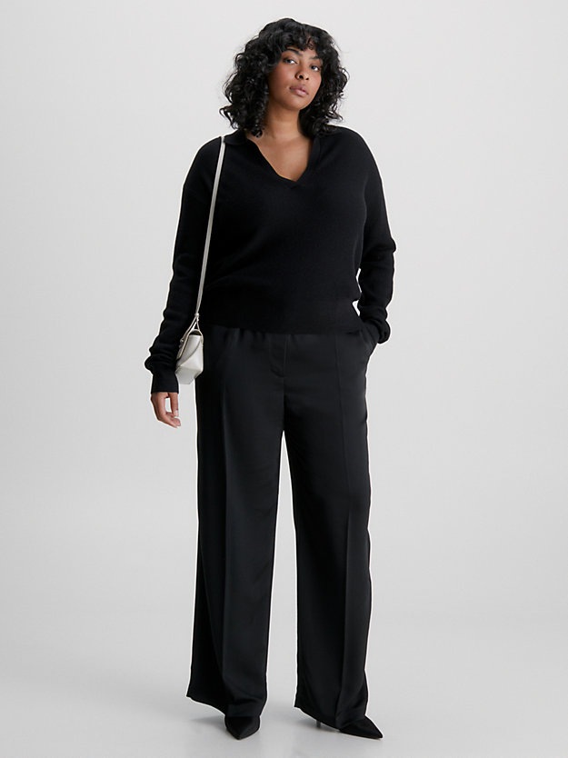 ck black plus size wide leg trousers for women calvin klein