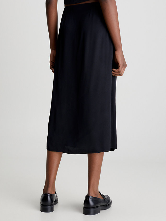 black shine viscose wrap skirt for women calvin klein