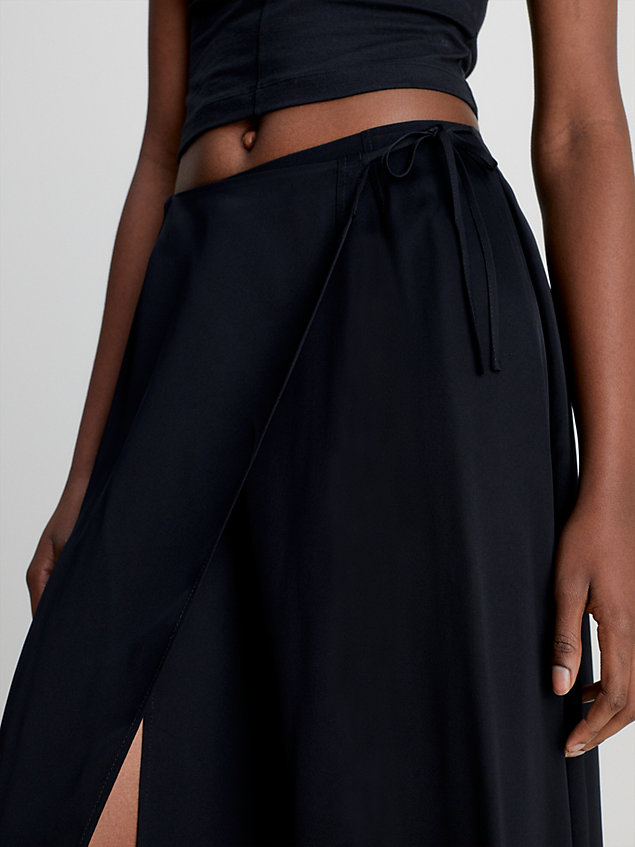 black shine viscose wrap skirt for women calvin klein