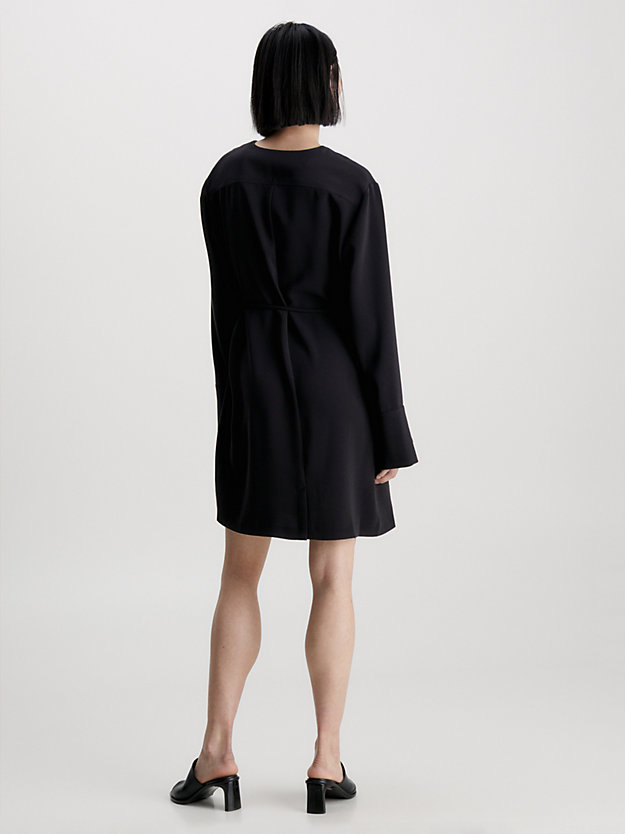 ck black swobodna sukienka z teksturowanego diagonalu dla kobiety - calvin klein