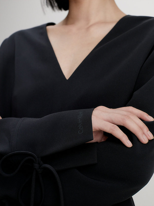 ck black swobodna sukienka z teksturowanego diagonalu dla kobiety - calvin klein