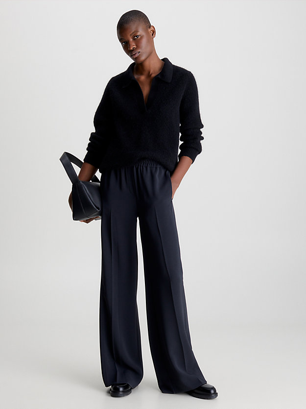 pantalon en sergé à taille élastique ck black pour femmes calvin klein