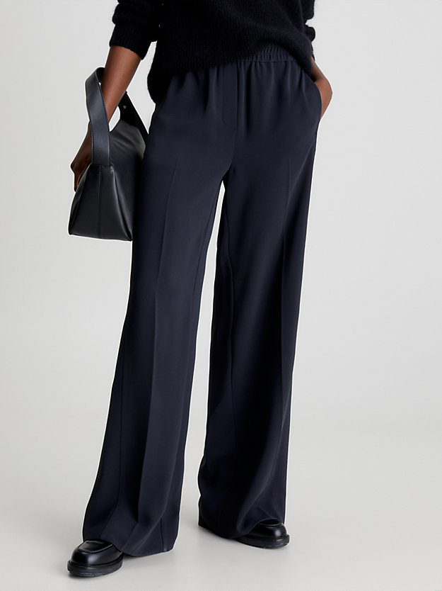 ck black twill broek met elastische taille voor dames - calvin klein