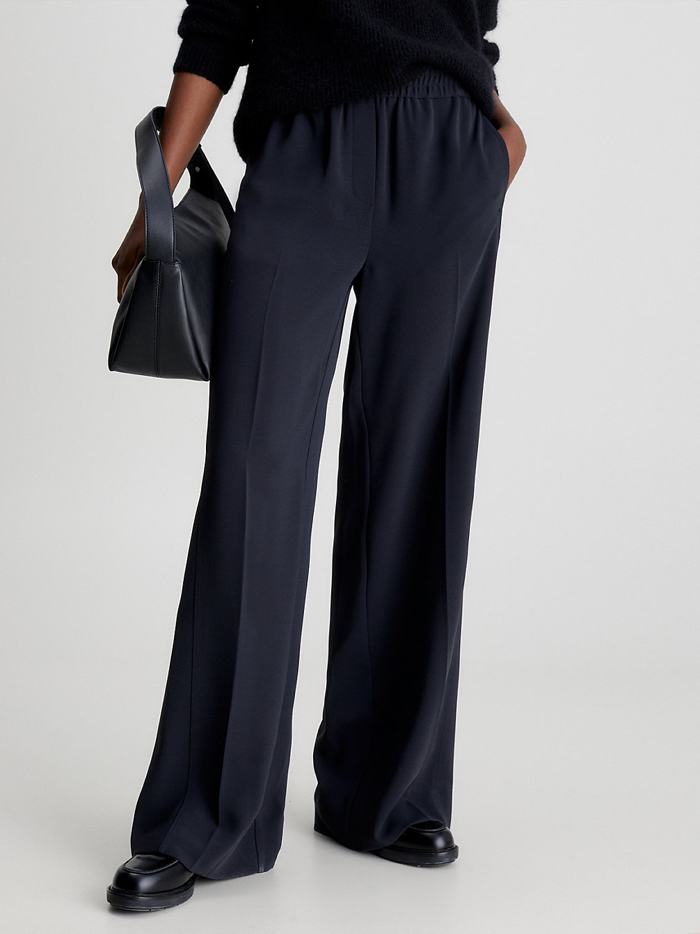 CK BLACK Twill Elastic Waist Trousers undefined women Calvin Klein