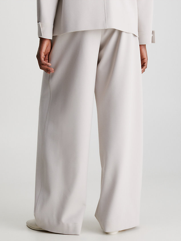 grey relaxed wide leg trousers for women calvin klein