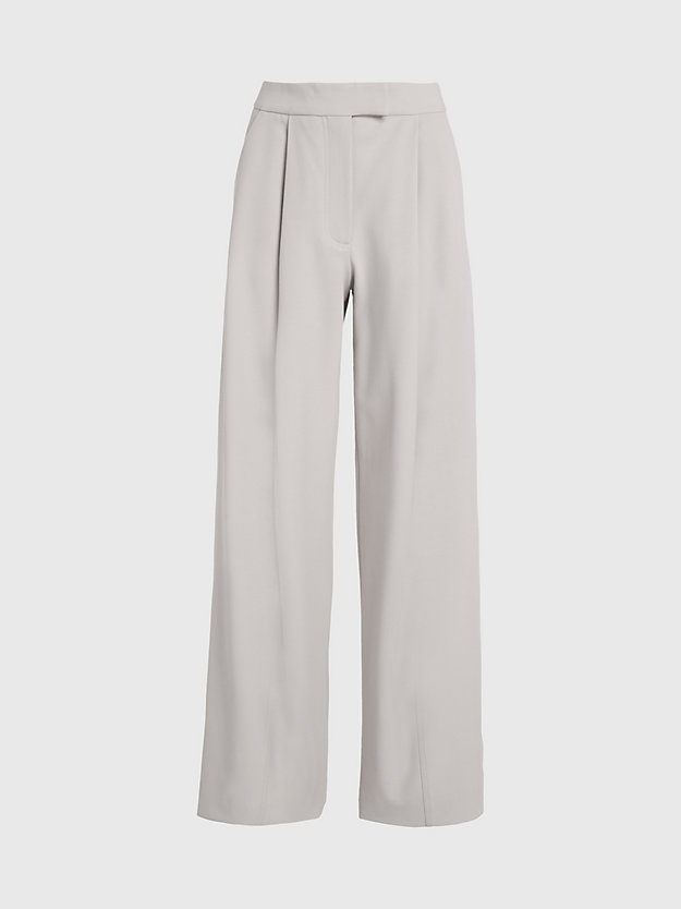 silver gray relaxed wide leg trousers for women calvin klein
