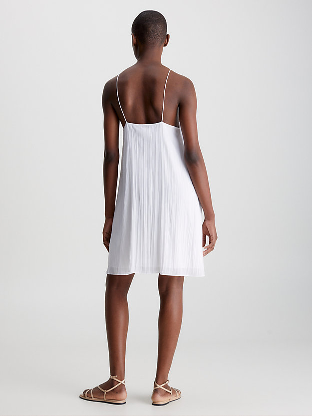 bright white crinkle crepe mini slip dress for women calvin klein