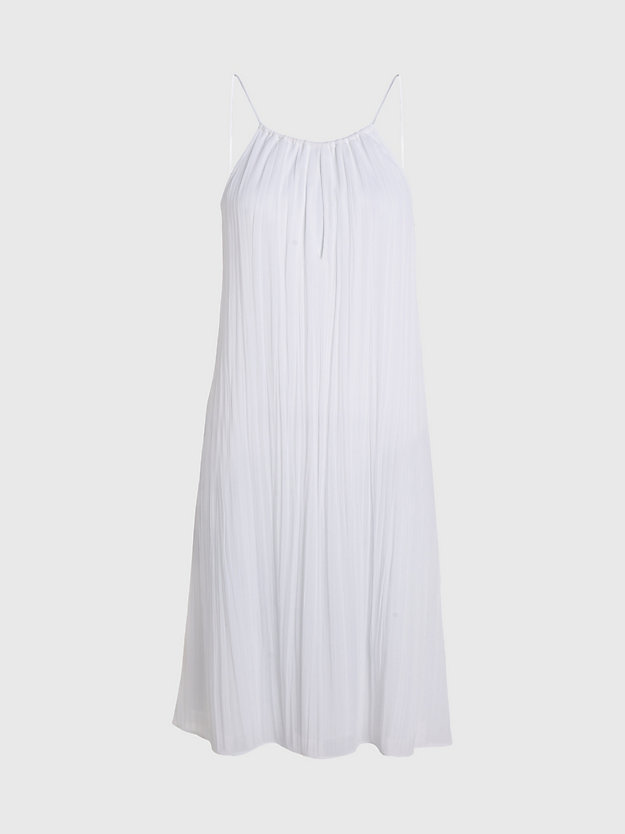 bright white gekreukte crêpe mini-jurk met spaghettibandjes voor dames - calvin klein