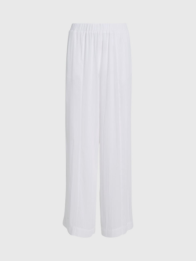 white wide leg crepe trousers for women calvin klein