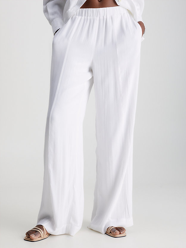 BRIGHT WHITE Wide Leg Crepe Trousers for women CALVIN KLEIN