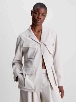 Calvin klein women's white coat sale