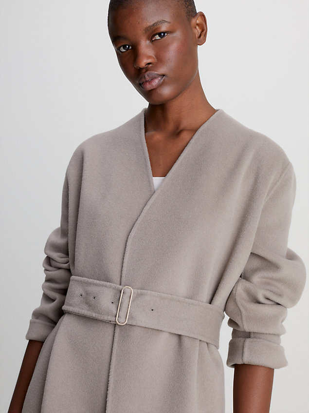 grey oversized reversible maxi coat for women calvin klein