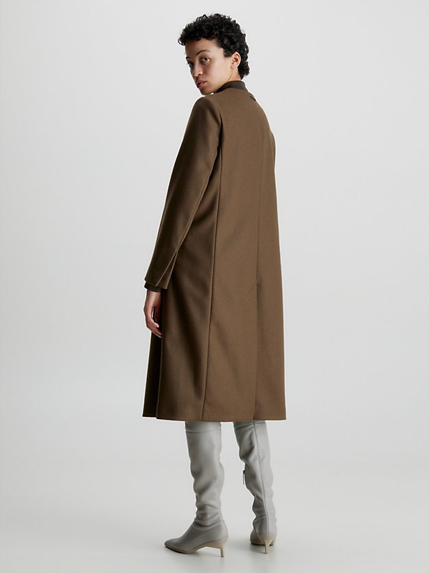 cappotto senza colletto in misto lana brown kelp da donna calvin klein