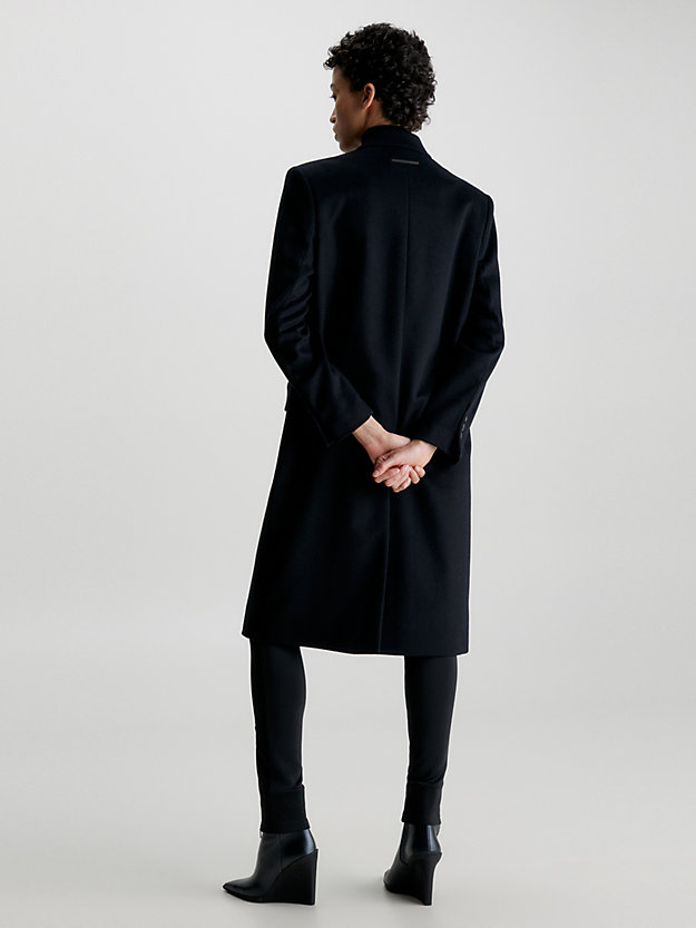 ck black wool double breasted coat for women calvin klein