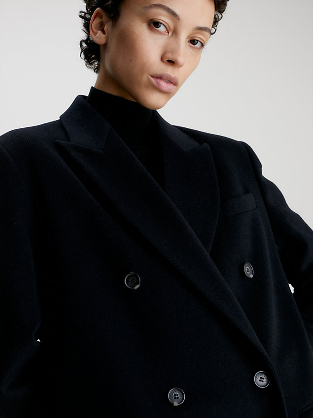 abrigo de lana con doble botonadura black de mujer calvin klein