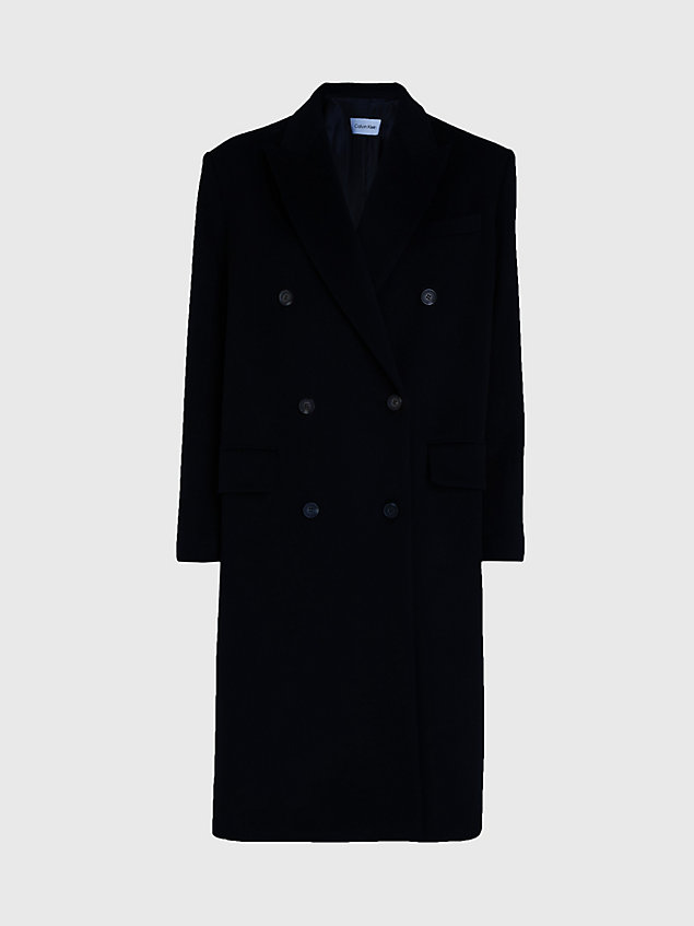 manteau à double boutonnage en laine black pour femmes calvin klein