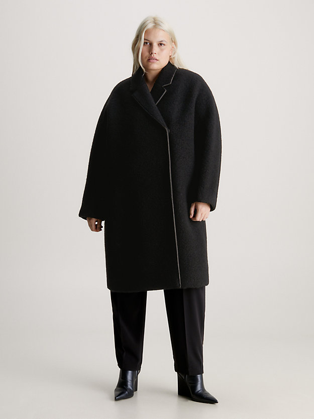 manteau oversize en laine bouclée ck black pour femmes calvin klein