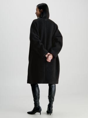 CALVIN KLEIN JEANS - Cappotto donna oversize doppiopetto - nero