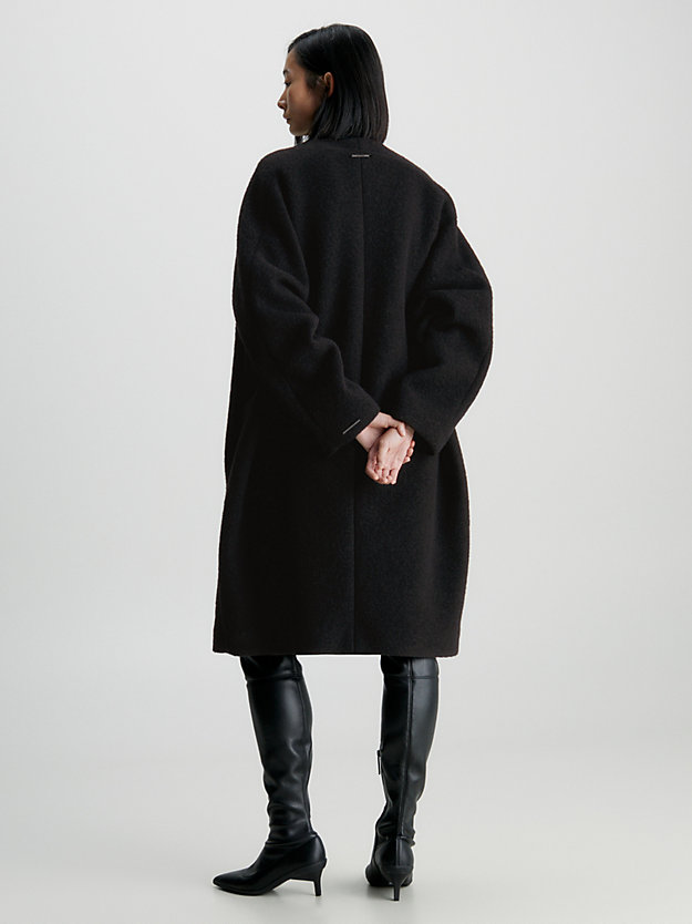 abrigo oversized de buclé de lana ck black de mujer calvin klein