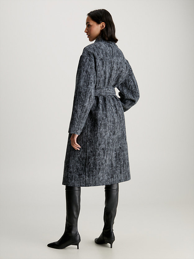 dark grey heather swobodny płaszcz kopertowy z wełny parzonej dla kobiety - calvin klein