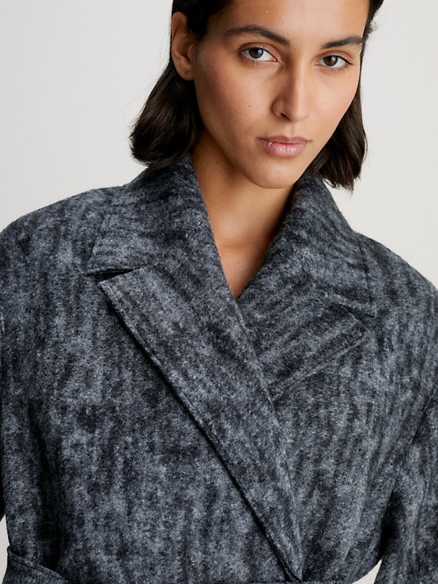 grey relaxed boiled wool wrap coat for women calvin klein